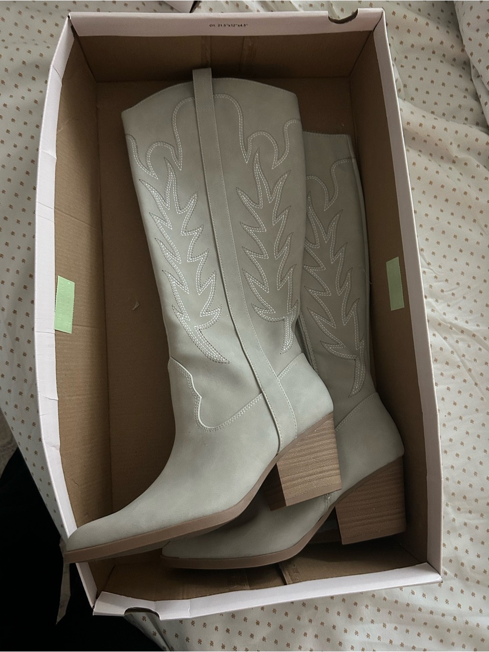 LC Lauren Conrad Light Gray Western Knee-High Boots